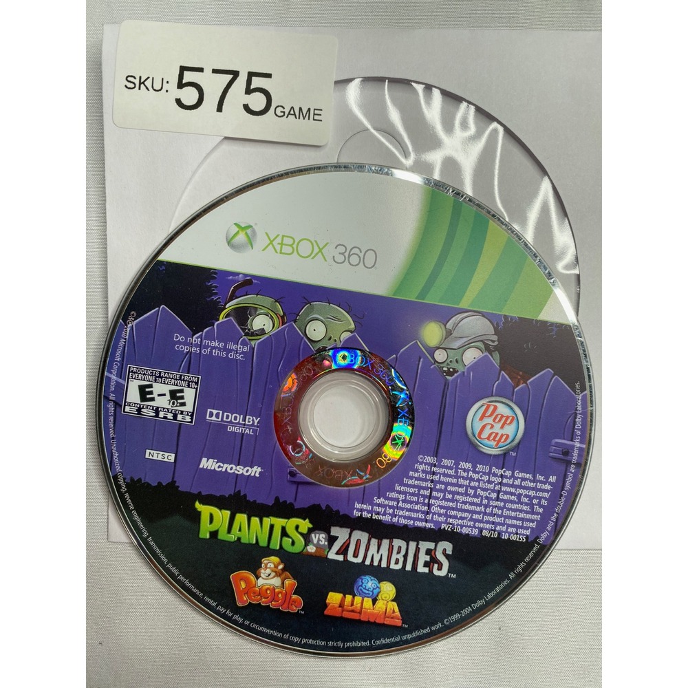 Xbox 360 Plants vs Zombies